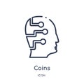Linear coins icon from Artificial intellegence and future technology outline collection. Thin line coins vector isolated on white