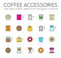 Linear colored flat coffee icons