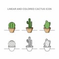 Linear and coloren cactus icon