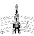 linear coloring page of Catalan human pyramid, Castells Royalty Free Stock Photo