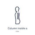 Linear column inside a male human body in side view icon from Human body parts outline collection. Thin line column inside a male