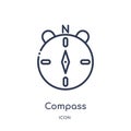 Linear compass pointing north icon from Miscellaneous outline collection. Thin line compass pointing north icon isolated on white