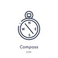 Linear compass pointing south east icon from General outline collection. Thin line compass pointing south east icon isolated on