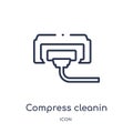 Linear compress cleanin icon from Cleaning outline collection. Thin line compress cleanin vector isolated on white background.