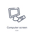 Linear computer screen icon from Edit outline collection. Thin line computer screen vector isolated on white background. computer