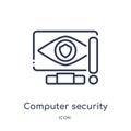 Linear computer security icon from Internet security and networking outline collection. Thin line computer security icon isolated