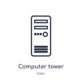 Linear computer tower icon from Electronic stuff fill outline collection. Thin line computer tower vector isolated on white