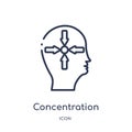 Linear concentration icon from Brain process outline collection. Thin line concentration vector isolated on white background.