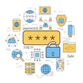 Linear concept of safe using of internet Royalty Free Stock Photo