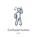 Linear confused human icon from Feelings outline collection. Thin line confused human vector isolated on white background.