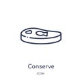 Linear conserve icon from Kitchen outline collection. Thin line conserve icon isolated on white background. conserve trendy