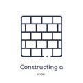 Linear constructing a brick wall icon from Construction outline collection. Thin line constructing a brick wall vector isolated on