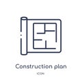 Linear construction plan icon from Construction outline collection. Thin line construction plan vector isolated on white