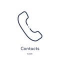 Linear contacts icon from Comunation outline collection. Thin line contacts vector isolated on white background. contacts trendy