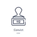 Linear convict icon from Law and justice outline collection. Thin line convict icon isolated on white background. convict trendy Royalty Free Stock Photo