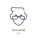 Linear cool emoji icon from Emoji outline collection. Thin line cool emoji vector isolated on white background. cool emoji trendy