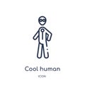 Linear cool human icon from Feelings outline collection. Thin line cool human vector isolated on white background. cool human