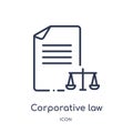 Linear corporative law icon from Law and justice outline collection. Thin line corporative law icon isolated on white background.