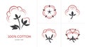 Linear cotton icon set