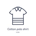 Linear cotton polo shirt icon from Clothes outline collection. Thin line cotton polo shirt vector isolated on white background.