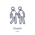 Linear cousin icon from Family relations outline collection. Thin line cousin vector isolated on white background. cousin trendy