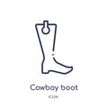 Linear cowboy boot icon from Desert outline collection. Thin line cowboy boot vector isolated on white background. cowboy boot Royalty Free Stock Photo