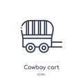 Linear cowboy cart icon from Desert outline collection. Thin line cowboy cart vector isolated on white background. cowboy cart Royalty Free Stock Photo