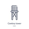 Linear cowboy tower icon from Desert outline collection. Thin line cowboy tower vector isolated on white background. cowboy tower Royalty Free Stock Photo
