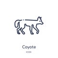 Linear coyote icon from Animals and wildlife outline collection. Thin line coyote vector isolated on white background. coyote Royalty Free Stock Photo
