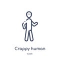 Linear crappy human icon from Feelings outline collection. Thin line crappy human vector isolated on white background. crappy