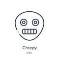 Linear creepy icon from Emotions outline collection. Thin line creepy vector isolated on white background. creepy trendy