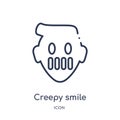 Linear creepy smile icon from Emoji outline collection. Thin line creepy smile vector isolated on white background. creepy smile