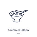 Linear crema catalana icon from Culture outline collection. Thin line crema catalana vector isolated on white background. crema