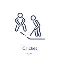 Linear cricket icon from Activity and hobbies outline collection. Thin line cricket vector isolated on white background. cricket Royalty Free Stock Photo