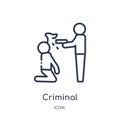 Linear criminal icon from Law and justice outline collection. Thin line criminal icon isolated on white background. criminal