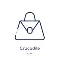 Linear crocodile leather bag icon from Culture outline collection. Thin line crocodile leather bag vector isolated on white