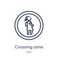 Linear crossing zone icon from Maps and Flags outline collection. Thin line crossing zone icon isolated on white background.