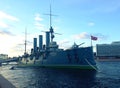 Linear cruiser Aurora, the symbol of the October revolution in Russia