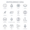 Linear cryptocurrency icons.