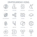 Linear cryptocurrency icons.