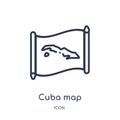 Linear cuba map icon from Countrymaps outline collection. Thin line cuba map vector isolated on white background. cuba map trendy Royalty Free Stock Photo