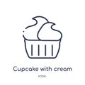 Linear cupcake with cream icon from Bistro and restaurant outline collection. Thin line cupcake with cream vector isolated on