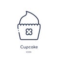 Linear cupcake icon from Kitchen outline collection. Thin line cupcake icon isolated on white background. cupcake trendy