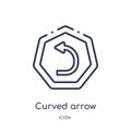 Linear curved arrow icon from Arrows outline collection. Thin line curved arrow vector isolated on white background. curved arrow Royalty Free Stock Photo