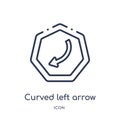 Linear curved left arrow icon from Arrows outline collection. Thin line curved left arrow vector isolated on white background. Royalty Free Stock Photo