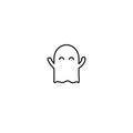 Linear cute ghost icon isolated on white background.