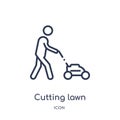 Linear cutting lawn icon from Behavior outline collection. Thin line cutting lawn vector isolated on white background. cutting