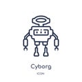 Linear cyborg icon from Artificial intellegence and future technology outline collection. Thin line cyborg vector isolated on Royalty Free Stock Photo