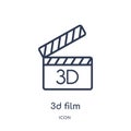 Linear 3d film icon from Birthday party outline collection. Thin line 3d film vector isolated on white background. 3d film trendy