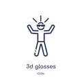 Linear 3d glasses icon from Activity and hobbies outline collection. Thin line 3d glasses vector isolated on white background. 3d